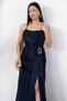 Strapless collar rope strap gown evening dress drp7011