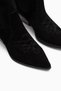 Freya Genuine Leather Black Suede Embroidered Heel Women's Cowboy Boots. - 4