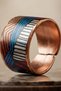 Kök Kilim Rug Yayla Wedding Trousseau Handmade Copper Kilim Rug-Patterned Bracelet and Ring Set, Adjustable - 7
