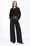 New season women's knit blouse with bicycle neckline and lace details 190869