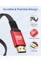 كابل HDMI 4K بطول 3 أمتار، كابل HDMI 2.0 مسطح فائق السرعة 18 جيجابت في الثانية، أحمر اللون - 6