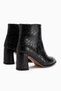 Marion Black Crocodile-Patterned Heeled Women's Boots. - 7