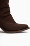 Reba Coffee Suede Ankle Boots with Thick Heels, Women's Long Cowboy Boots. - 5