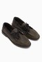 Janica Genuine Leather Khaki Lace-Up Women's Moccasin Shoes. - 3