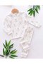 Baby Girl 6-9-12-18-24 Months Rabbit Print Snap-Fastened Seasonal 100% Cotton Nightwear Set (Top and Bottom) - 2