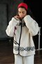 Sleigh Patterned Stand Collar Polar Teddy Fleece Cardigan - 3