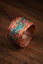 Garden Journal Pomegranate Flower Handmade Copper Ring with Green and Red Floral Print, Adjustable - 2