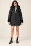 Women's Black Hooded Fur-Trimmed Quilted Jacket with Zip Detail HZL28W-BD5197 - 4