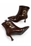 Women's Shiny Patent Leather Pointed-Toe Gold Buckle Detail Stiletto Heel Zippered Boots - 2