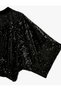 High Neck Long Bat Sleeve Sequined Blouse Loose Fit - 3