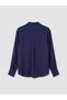 Peak New Season Navy Blue Loose Fit Satin Women's Shirt. - 7