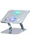 Laptop Stand with Dual RGB Cooling Fans, Adjustable Metal Alloy silver