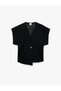 Crepe Sleeveless V-Neck Accessory Buttoned Wrap Vest - 3