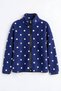 Saks Blue and White Polka Dot Zippered Oversized Plush Sweatshirt. - 3