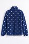 Saks Blue and White Polka Dot Zippered Oversized Plush Sweatshirt. - 5