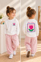 Girls' Long-Sleeved Oversized T-Shirt with a Tulip Pattern. - 2