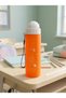 Polycarbonate Water Bottle with Straw, 500 Ml, Elephant Pattern, Neon Orange. - 3