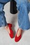 Samia Red Suede Leather Block Heel Women's Flats