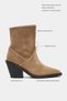 Zeyra Rome Beige Genuine Suede Pointed Toe Block Heel Women's Cowboy Boots - 2