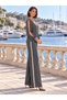 Valeria Women's Crepe Blouse and Pants Set with Crystal Ribbon Detail. - 2