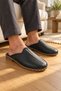 Black Genuine Leather Men's House Slippers |   Leather Sole - 3