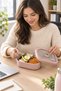 Compartmented Stainless Steel Lunch Box with Clip-On, Leak-Proof Lid, Pink. - 3