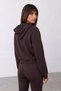 Women's Coffee-Colored Sweatshirt with Lace Detail. - 4