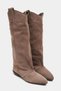 Austin Dark Beige Suede Pointed Toe Flat Sole Women's Dallas Boots - 4