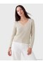 Peak New Season White Shiny Textured Women's Knit Sweater