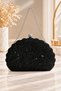 Oyster Evening Dress Bag / Stone-Embellished Evening Dress Bag / Wide Model Evening Dress Bag Stylish Black Stone-Embellished Evening Dress Bag - 2