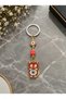 Red Cat Metal Keychain, Lucky Charm Keychain, Metal Evil Eye Keychain, Bag Accessory.