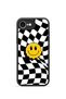 iPhone 16E Vorian Black Hole Case, Black and White Wavy Smile Design.