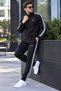 New Season Men's Ribbed Diving Fabric Tracksuit, Black. - 3