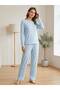 Women's Lovely Heart Patterned Relaxed Fit Top and Bottom Pajama Set.