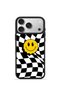 iPhone 17 Pro Max Vorian Black Hole Case, Black and White Wavy Smile Design.