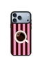 iPhone 18 Pro Max Vorian Black Hole Case, Burgundy Striped Coffee Cup Design.