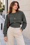 Women's Metal Star Necklace Detailed Textured Crop Blouse and Ribbed Bodysuit Two-Piece Set
