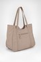 Women's Bamboo Mink Large Size Shoulder Tote Bag with Back Zipper Pocket and Lined Zipper Closure.