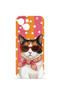 iPhone 14 Vorian Mika Camera Protective Case, Orange, Retro Cat Design.