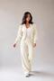 Women's Double Zipper Long Sleeve Top High Wide Leg Pants Bottom Top Knitwear Set - 3