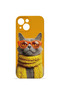 iPhone 14 Plus Vorian Camera Protective Case with Yellow Scarf Cat Design.