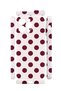 iPhone 13 Pro Max Vorian Camera Protective Case, White with Burgundy Polka Dots. - 2