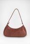 Women's Roma Taba Suede Baguette Handbag and Shoulder Bag with Two Flaps, Pockets, Buckle, and Zipper Closure. - 3