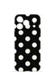 iPhone 18 Pro Vorian Camera Protective Case, Black with Cream Polka Dots.