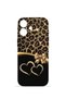 iPhone 16 Vorian Mika Camera Protective Case, Gold Heart Leopard Design.