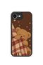 iPhone 16E Vorian Black Hole Case, Featuring a Teddy Bear on a Coffee-Colored Background.
