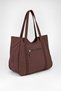 Women's Bamboo Brown Large Shoulder Tote Bag with Back Zipper Pocket and Lined Interior.