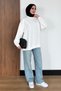 Women's 3-Ply Brushed Inside Crew Neck Basic Modest Sweatshirt 3269 Ecru - 3