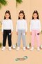 Winter, Spring, and Autumn Elastic-Leg Sweatpants Set in Black, Pink, and Gray (3-Piece) - 2