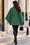 Women's Belted Buttoned Poncho Coat, Stand-Up Collar, Cape Style, Standard Size. - 6